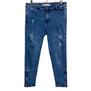 Barbados Felicia Core Women's Sz 34 Denim Stretch Destroyed Blue Jeans